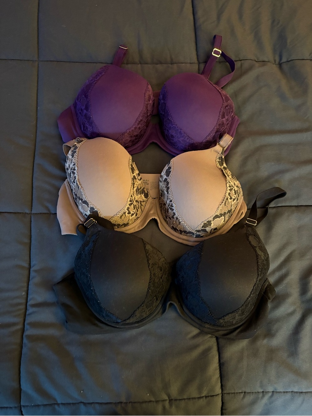 Soma women’s Lace Trim Bra - Purple, Nude, Black